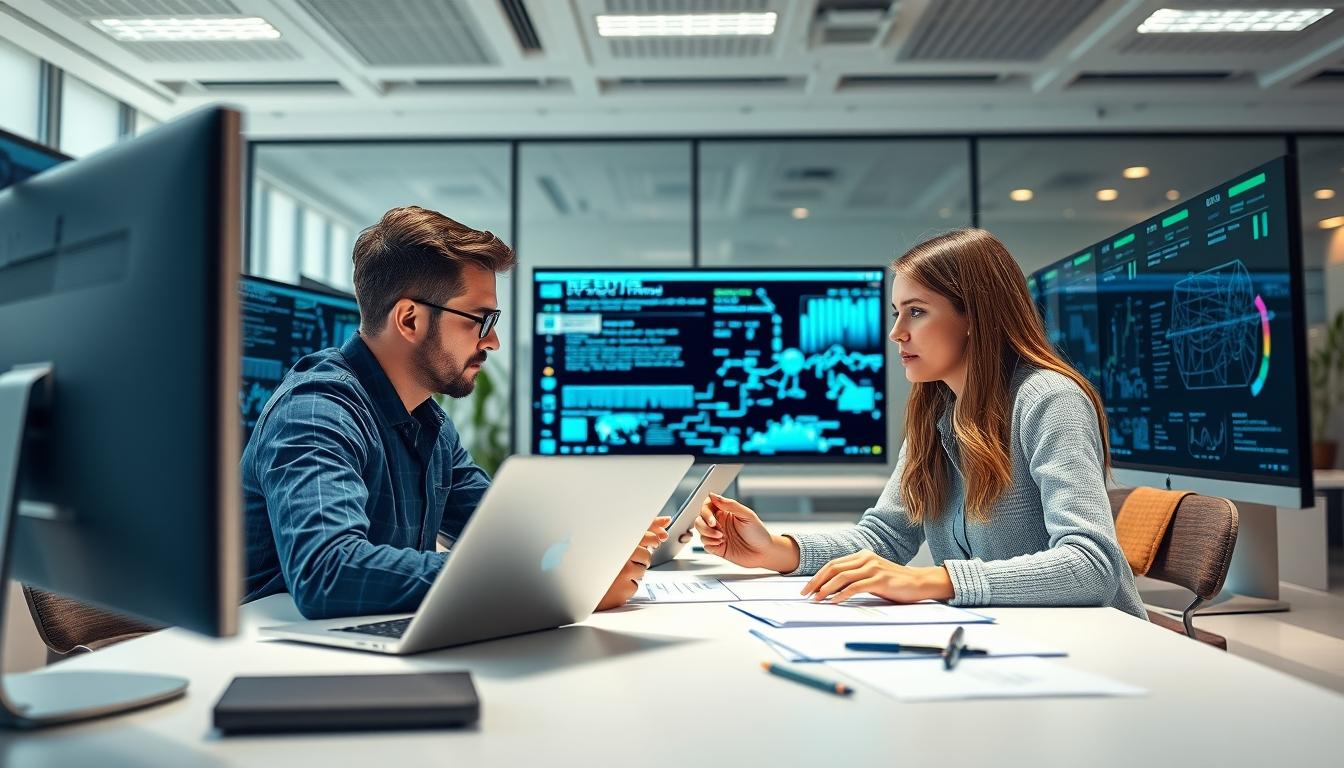 Business software development team collaboration